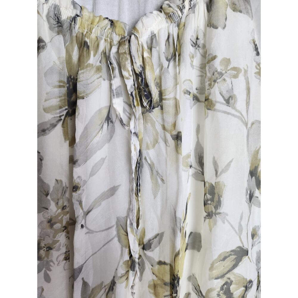 Rosemarine Silk Floral peasant blouse sz L lined flowy romantic cottagecore - Picture 2 of 10